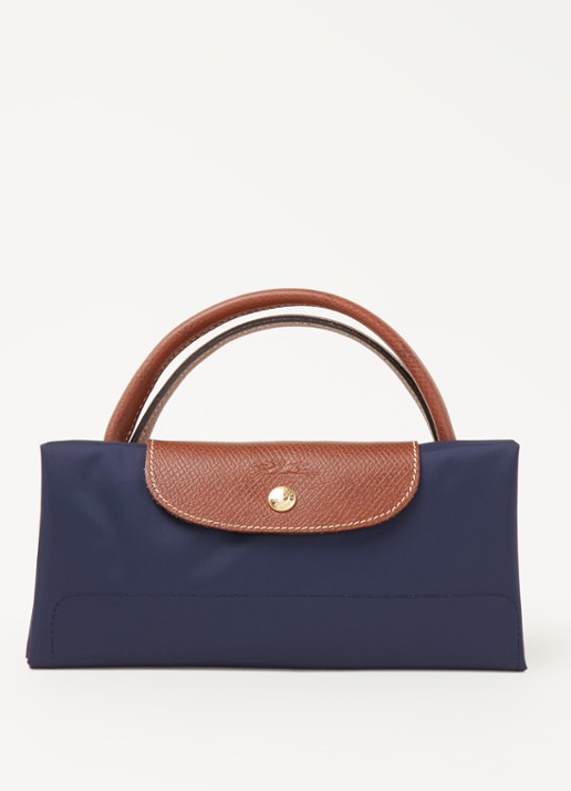 Longchamp Le Pliage reistas L met leren details - detail 5 donkerblauw