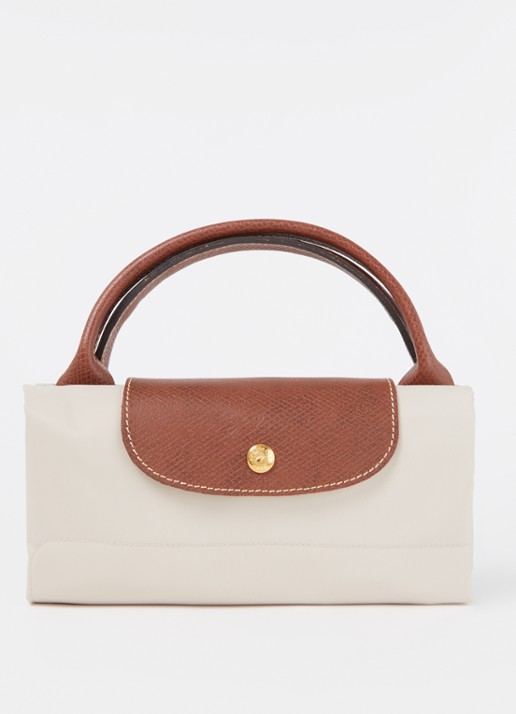 Longchamp Le Pliage reistas L met leren details - detail 6 creme