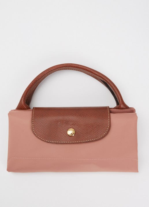 Longchamp Le Pliage reistas L met leren details - detail 6 oudroze
