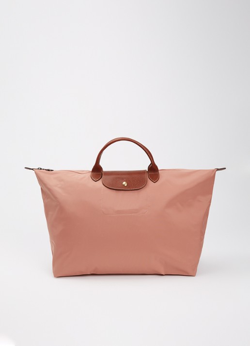 Longchamp Le Pliage reistas L met leren details - voorkant 2 oudroze