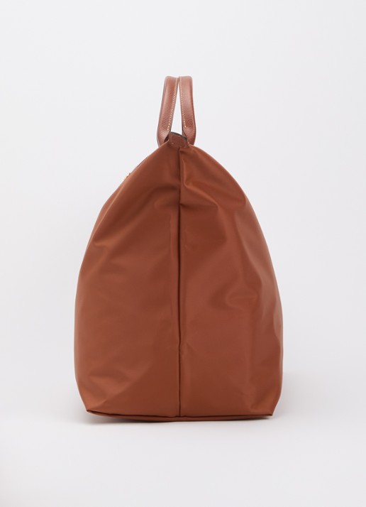 Longchamp Le Pliage reistas XL met leren details - detail 3 cognac