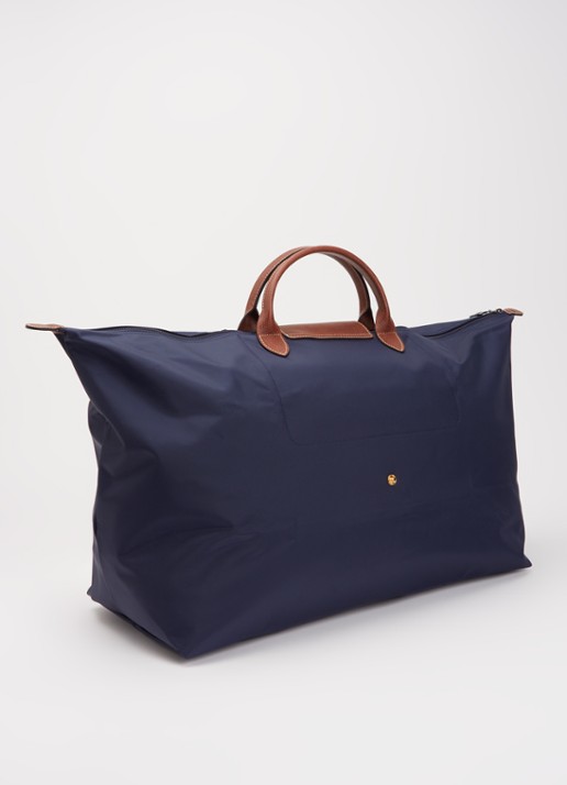 Longchamp Le Pliage reistas XL met leren details - achterkant 3 donkerblauw