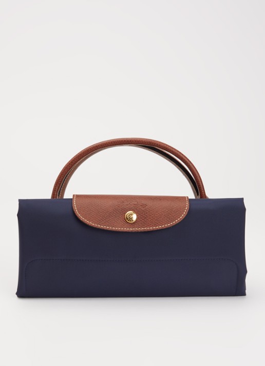 Longchamp Le Pliage reistas XL met leren details - detail 6 donkerblauw