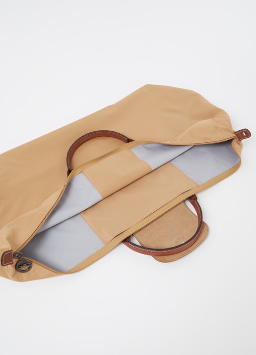 Longchamp Le Pliage reistas XL met leren details - detail 2 camel