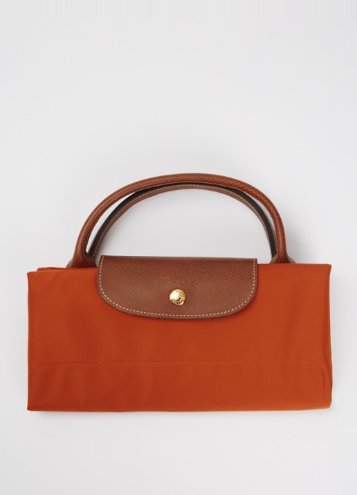 Longchamp Le Pliage reistas XL met leren details - detail 5 roodbruin