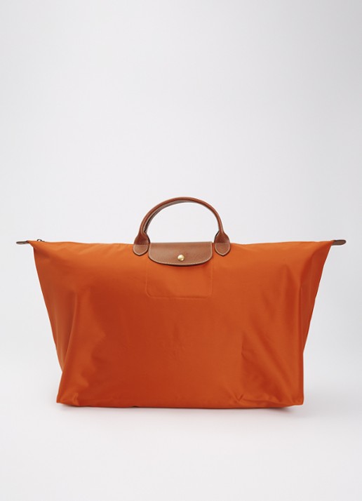 Longchamp Le Pliage reistas XL met leren details - voorkant roodbruin