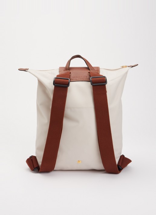 Longchamp Le Pliage rugzak M met leren details - achterkant creme