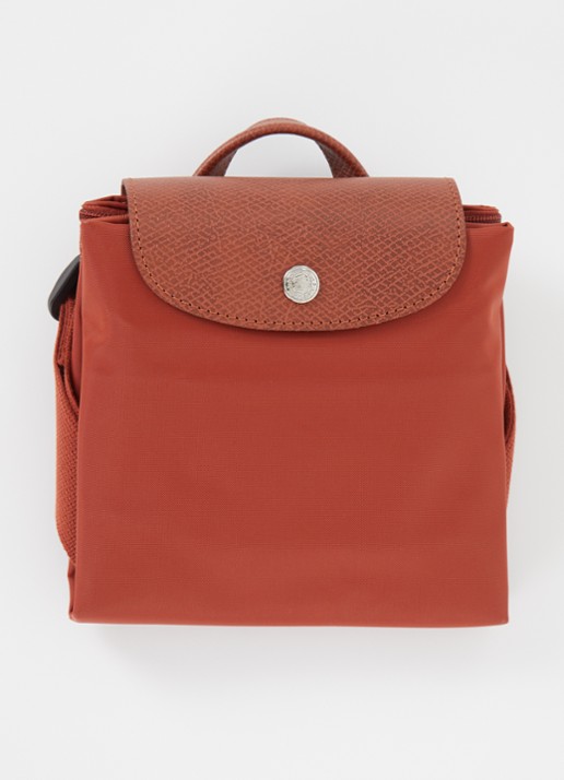Longchamp Le Pliage rugzak M met leren details - detail 2 kastanjebruin