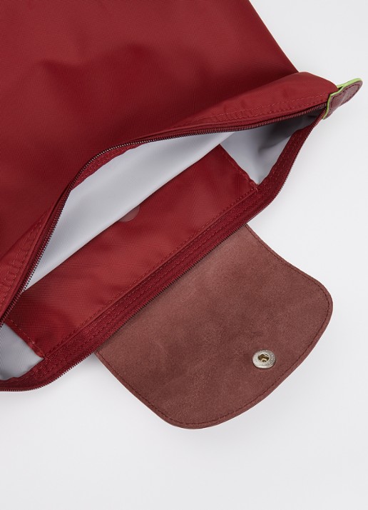 Longchamp Le Pliage rugzak M met leren details - detail 2 bordeauxrood