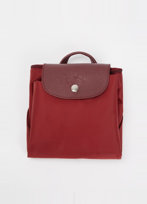 Longchamp Le Pliage rugzak M met leren details - detail 3 bordeauxrood