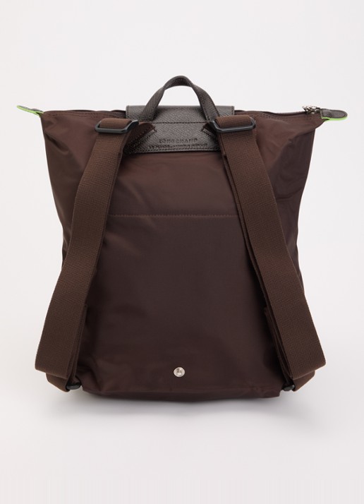 Longchamp Le Pliage rugzak M met leren details - achterkant 6 donkerbruin