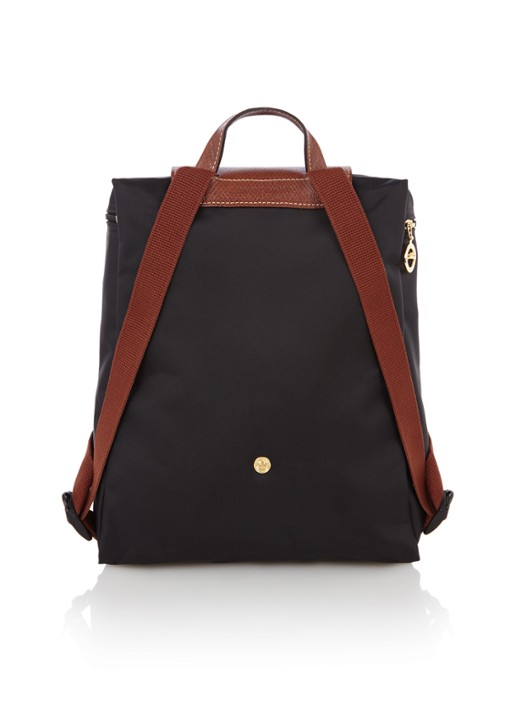 Longchamp Le Pliage rugzak met leren details - detail 3 zwart