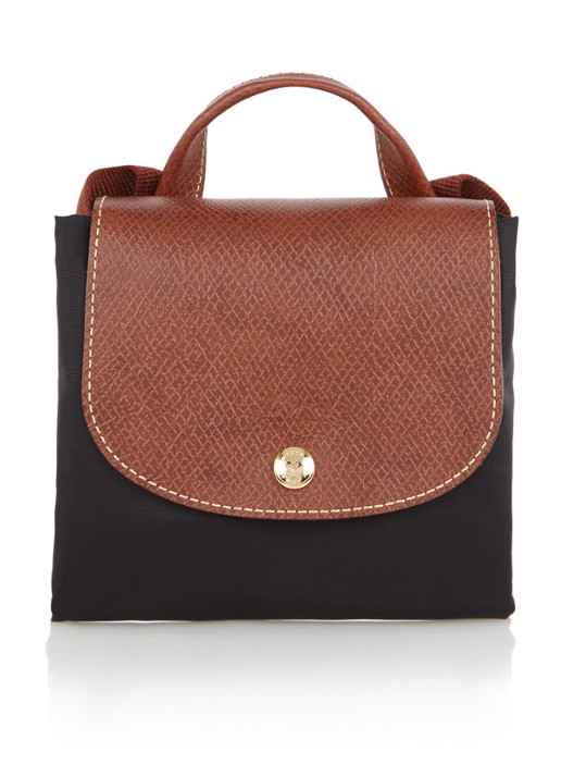 Longchamp Le Pliage rugzak met leren details - detail 5 zwart