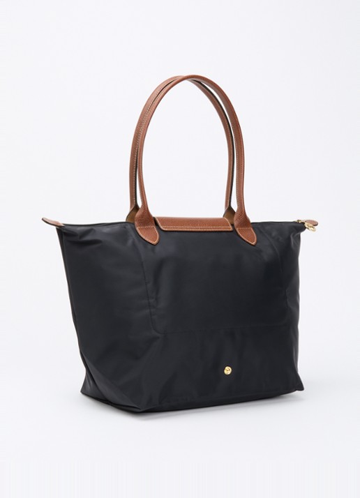 Longchamp Le Pliage schoudertas L met leren details - achterkant zwart
