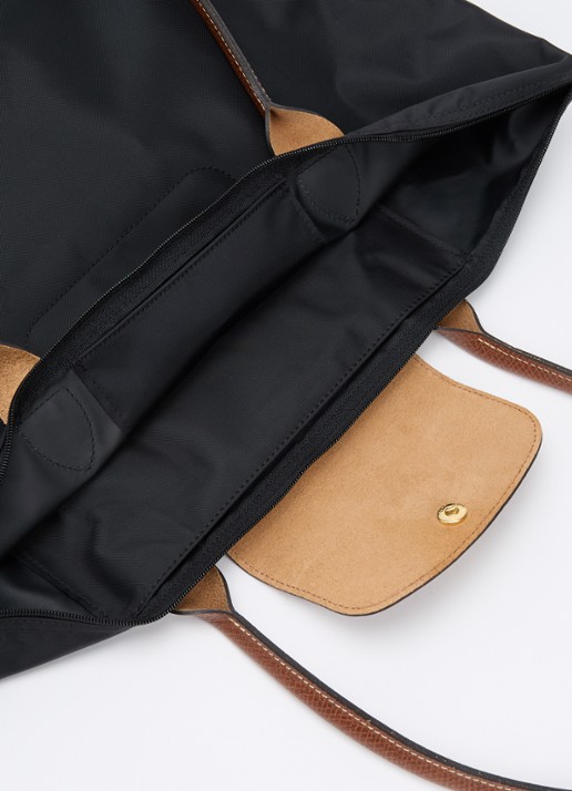 Longchamp Le Pliage schoudertas L met leren details - detail 7 zwart