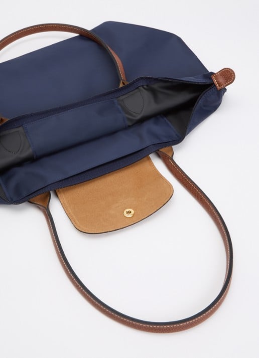Longchamp Le Pliage schoudertas L met leren details - detail 4 donkerblauw