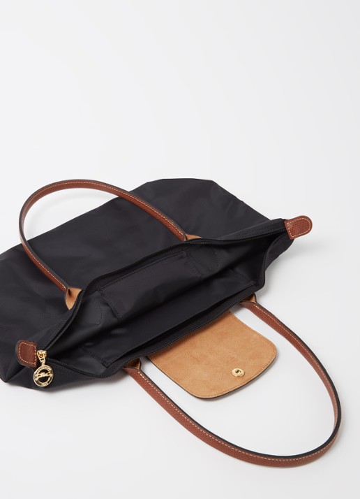Longchamp Le Pliage schoudertas M met leren details - detail 2 zwart