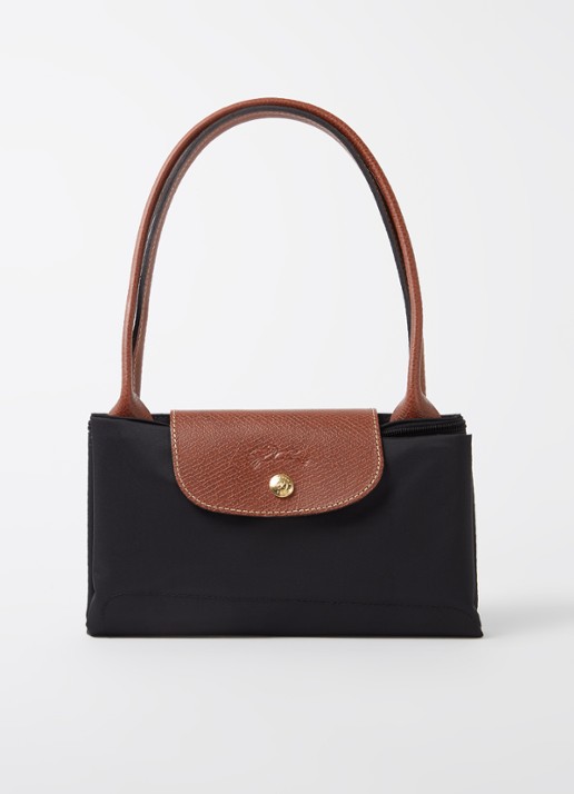 Longchamp Le Pliage schoudertas M met leren details - detail 4 zwart