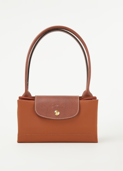 Longchamp Le Pliage schoudertas M met leren details - detail 5 cognac