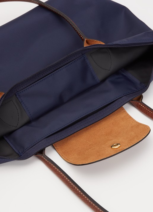 Longchamp Le Pliage schoudertas M met leren details - detail 2 donkerblauw