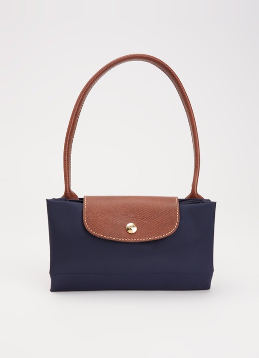 Longchamp Le Pliage schoudertas M met leren details - detail 4 donkerblauw