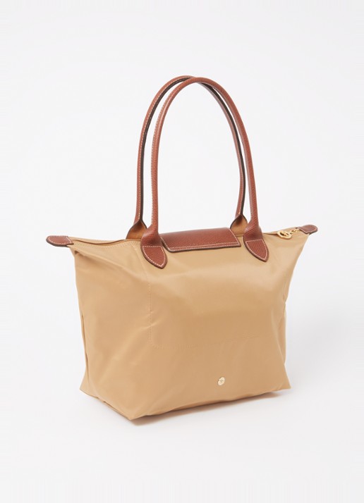 Longchamp Le Pliage schoudertas M met leren details - achterkant 4 camel