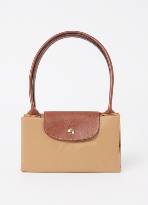 Longchamp Le Pliage schoudertas M met leren details - detail 3 camel