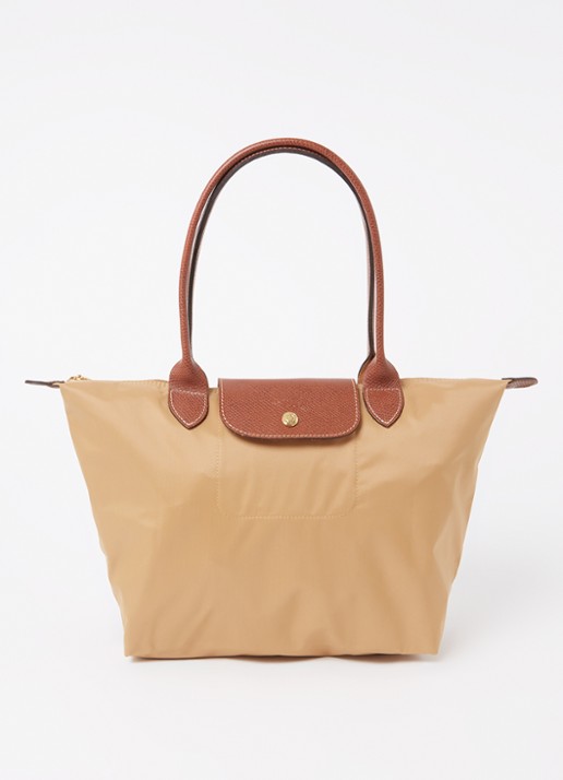 Longchamp Le Pliage schoudertas M met leren details