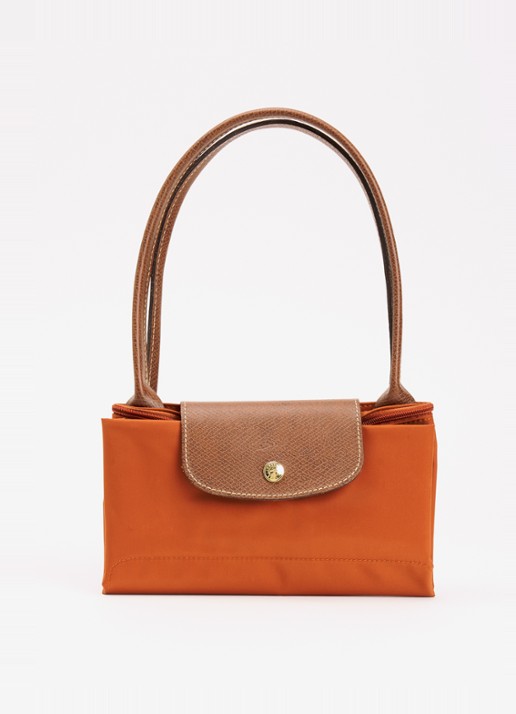 Longchamp Le Pliage schoudertas M met leren details - detail 5 oranjebruin