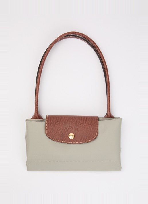 Longchamp Le Pliage schoudertas M met leren details - detail 6 grijs