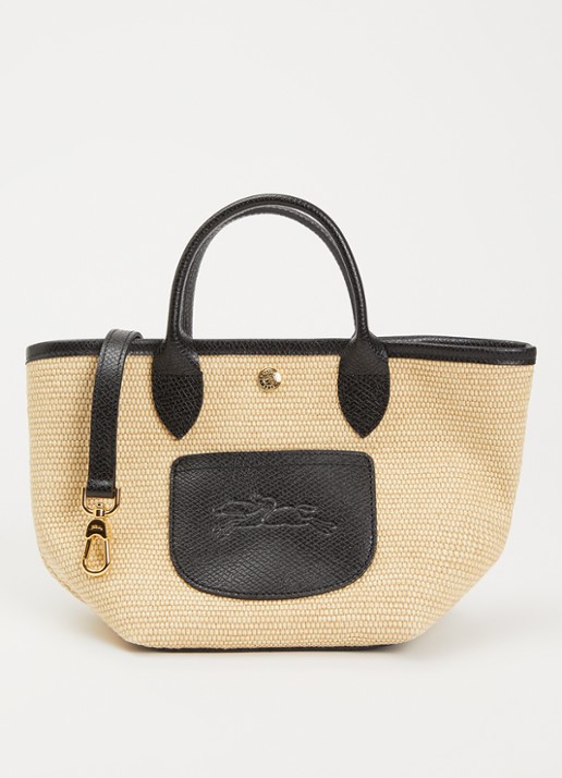 Longchamp Le Pliage XS Basket crossbodytas van raffia met leren details