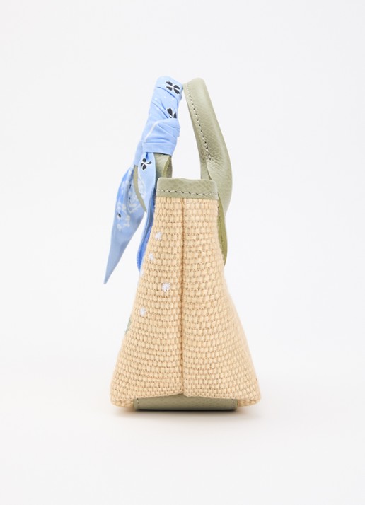 Longchamp Le Pliage XS Basket handtas met leren details en afneembare schouderriem - detail 2 groen