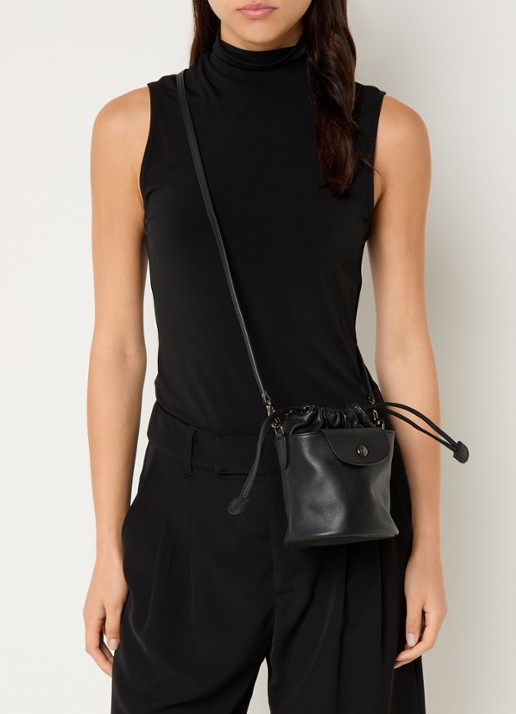 Longchamp Le Pliage Xtra crossbodytas van leer - voorkant 6 zwart