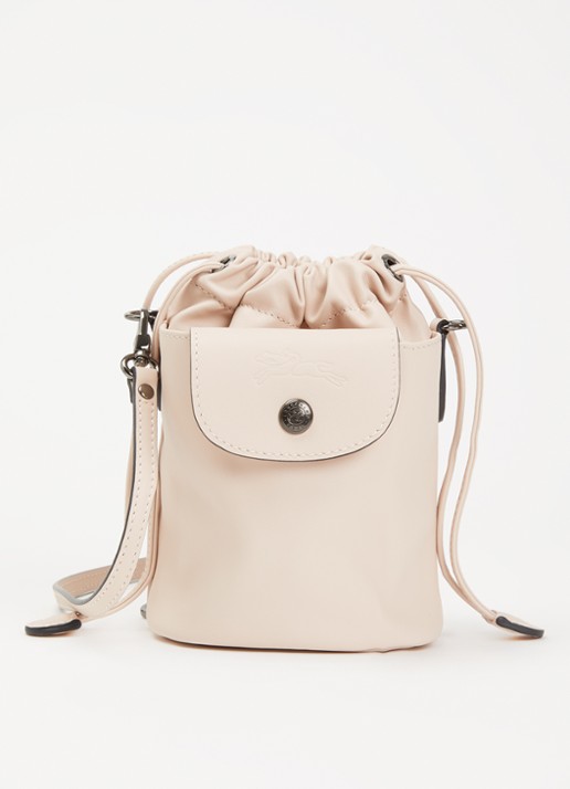 Longchamp Le Pliage Xtra crossbodytas XS van leer - voorkant 5 lichtroze
