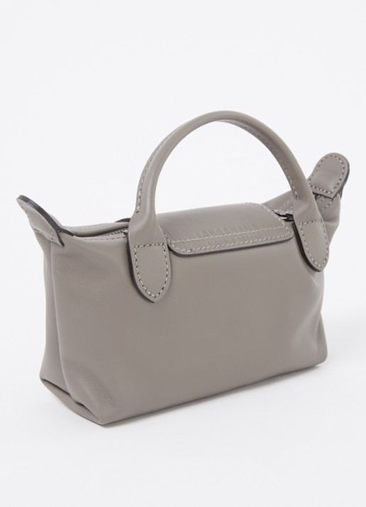 Longchamp Le Pliage Xtra handtas XS van leer met afneembare schouderriem - achterkant grijs