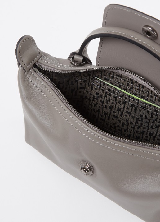 Longchamp Le Pliage Xtra handtas XS van leer met afneembare schouderriem - detail 2 grijs