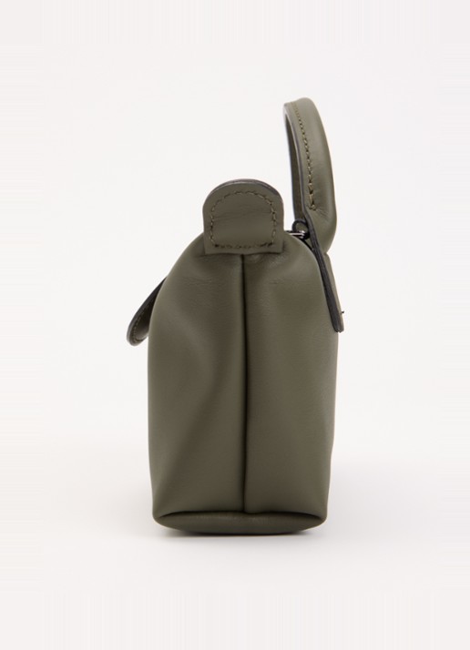 Longchamp Le Pliage Xtra handtas XS van leer met afneembare schouderriem - detail 3 legergroen