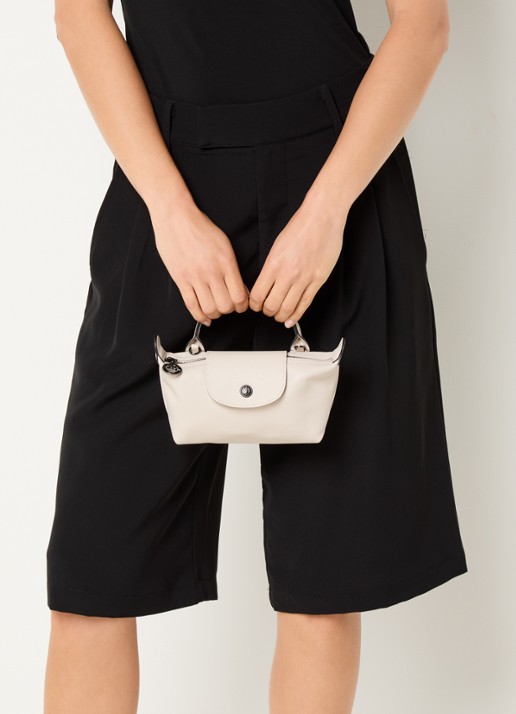 Longchamp Le Pliage Xtra handtas XS van leer met afneembare schouderriem - voorkant 6 creme