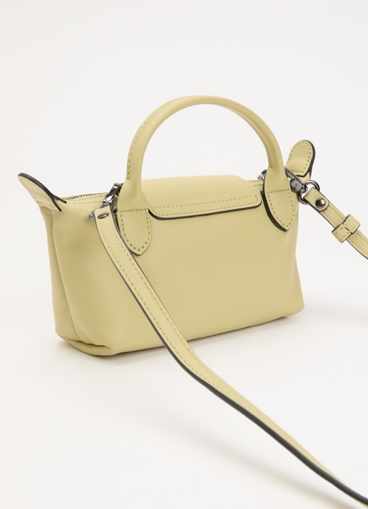 Longchamp Le Pliage Xtra handtas XS van leer met afneembare schouderriem - achterkant lichtgroen