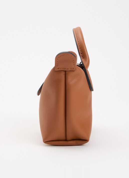 Longchamp Le Pliage Xtra handtas XS van leer met afneembare schouderriem - detail 6 oranjebruin