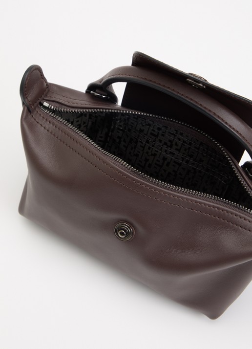 Longchamp Le Pliage Xtra handtas XS van leer met afneembare schouderriem - detail 4 donkerbruin