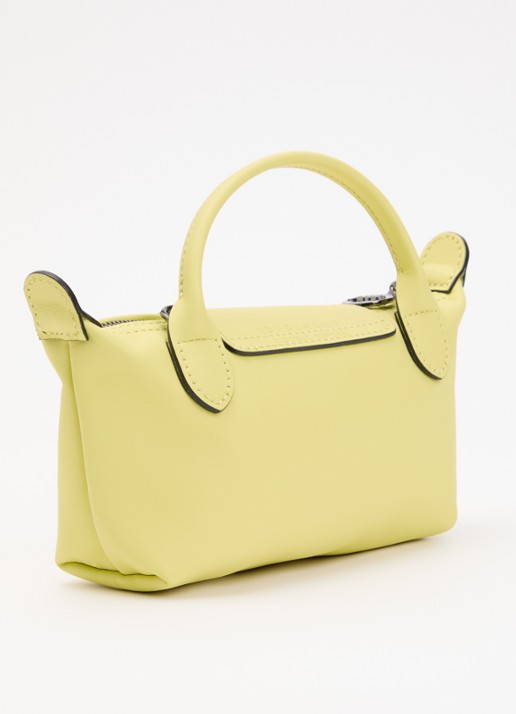 Longchamp Le Pliage Xtra handtas XS van leer - achterkant 4 geel