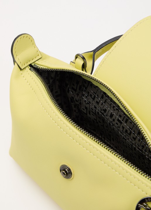Longchamp Le Pliage Xtra handtas XS van leer - detail geel