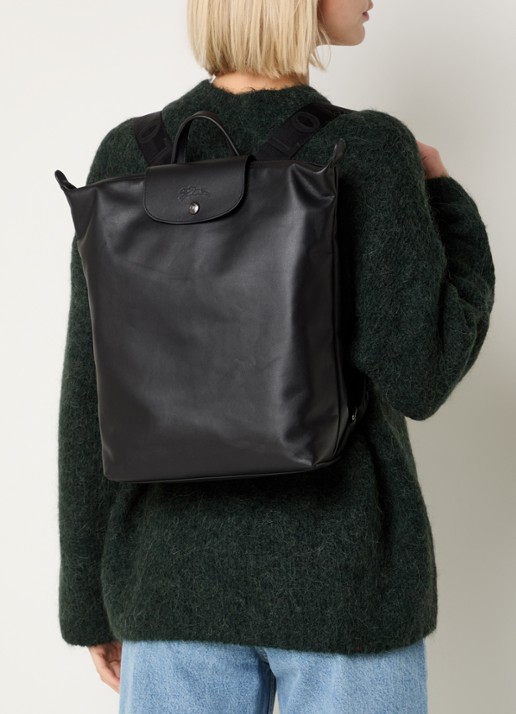 Longchamp Le Pliage Xtra rugzak M van leer - voorkant 3 zwart