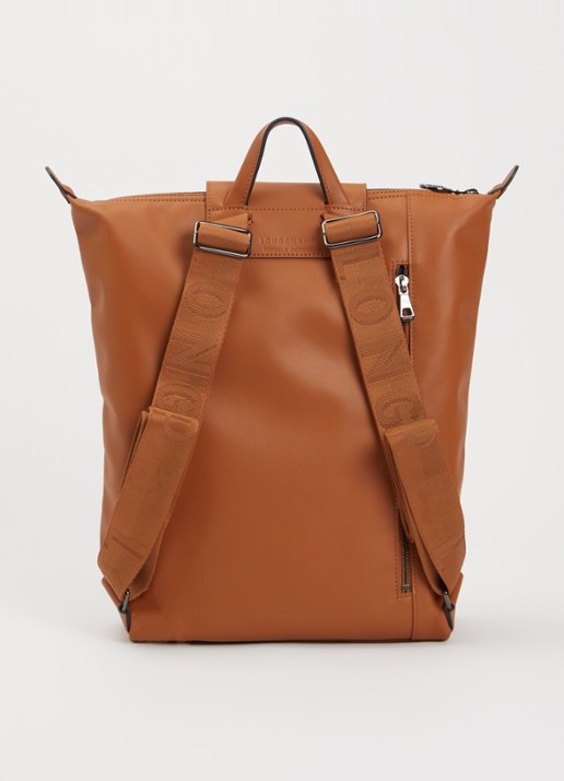 Longchamp Le Pliage Xtra rugzak M van leer - achterkant 2 oranjebruin