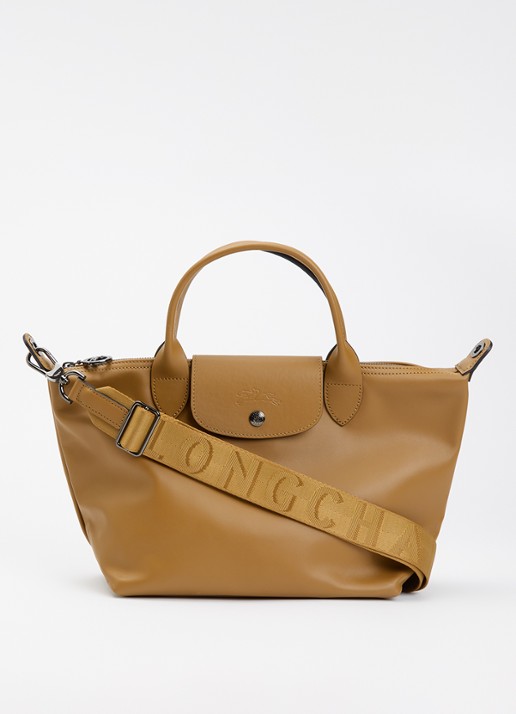 Longchamp Le Pliage Xtra S handtas van leer met afneembare schouderriem - voorkant 4 cognac