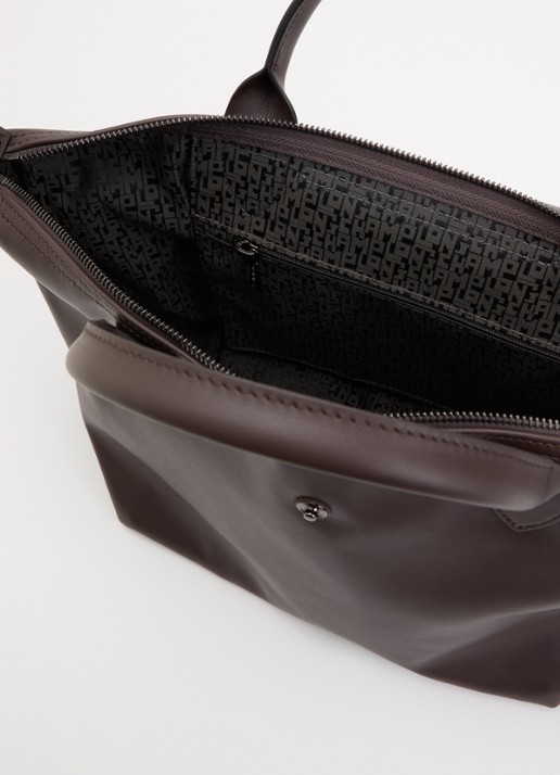 Longchamp Le Pliage Xtra S handtas van leer met afneembare schouderriem - detail donkerbruin