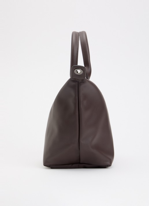 Longchamp Le Pliage Xtra S handtas van leer met afneembare schouderriem - detail 2 donkerbruin