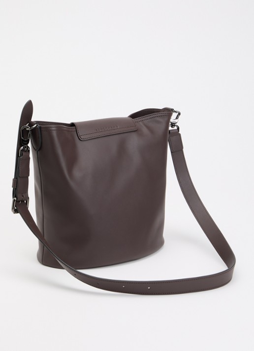 Longchamp Le Pliage Xtra schoudertas M van leer - achterkant donkerbruin