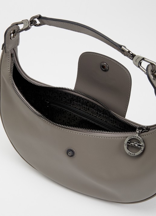 Longchamp Le Pliage Xtra schoudertas S van leer - detail 2 grijs